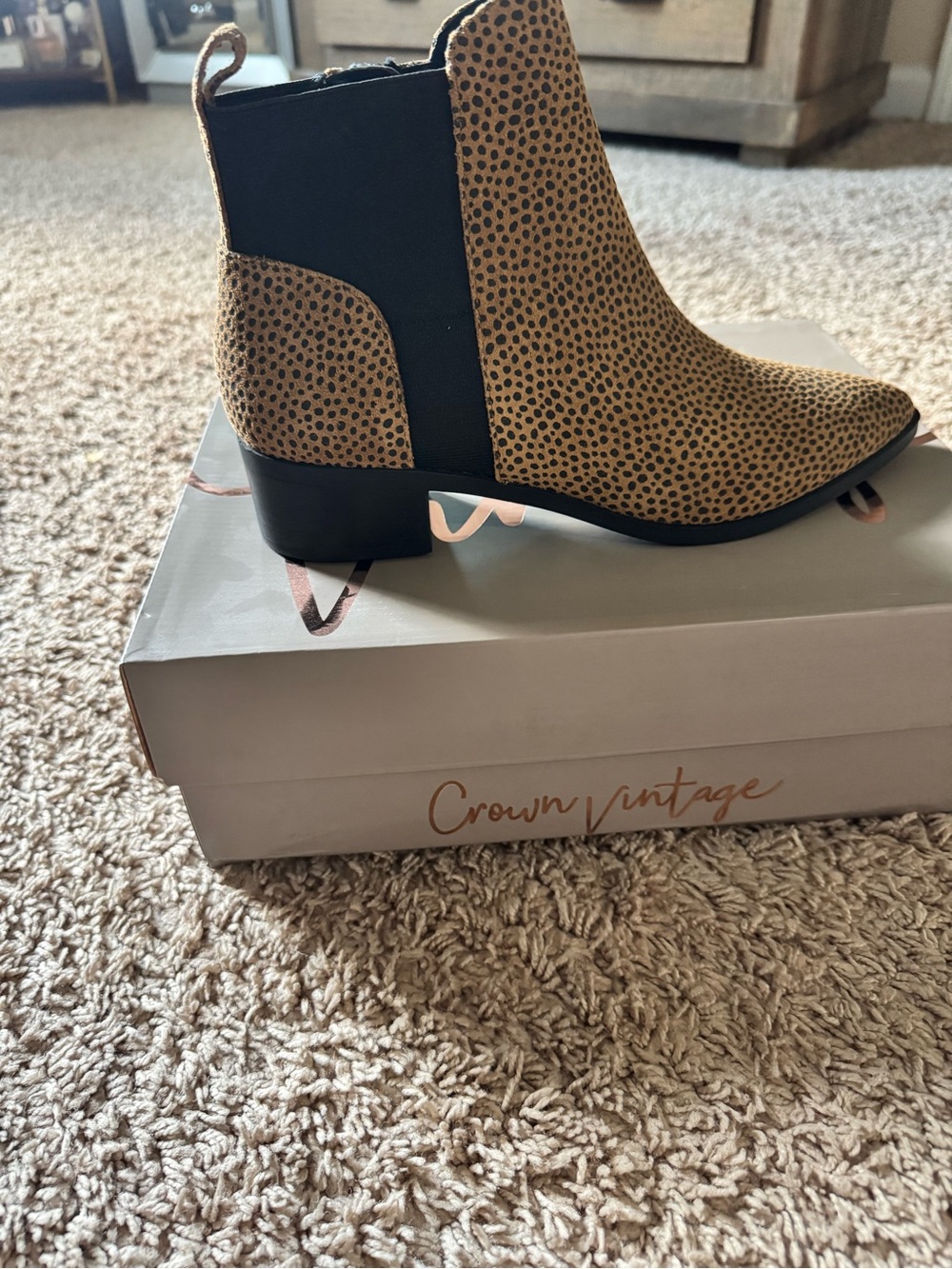 Crown Vintage Tan Leopard Chelsea Ankle Boot